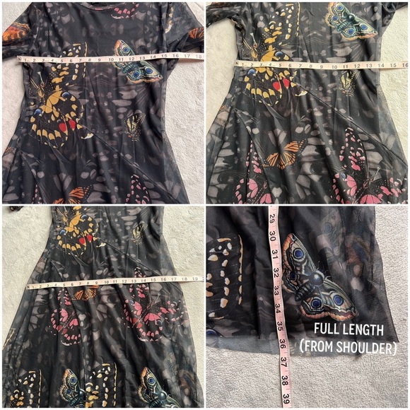 NWT Desigual Slim Knee-Length Mesh Butterfly Print Art-to-Wear Dress Black - Picture 17 of 17